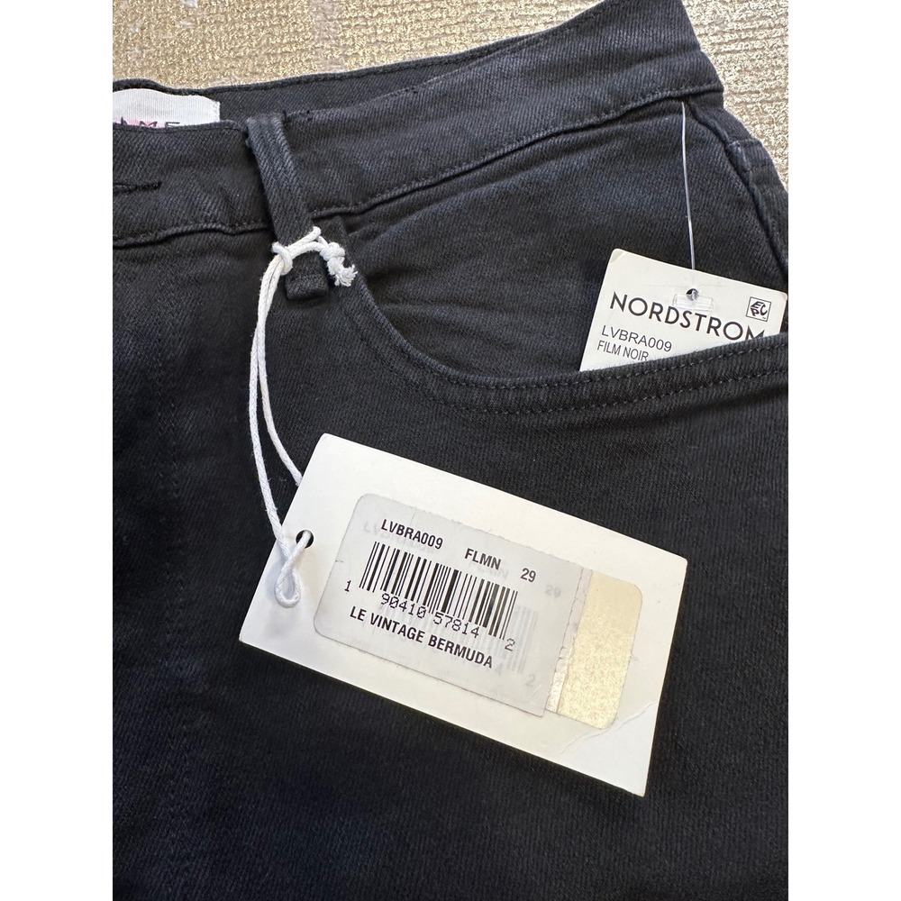 FRAME Denim Black 'Le Vintage' Bermuda Jean Shorts Frayed Raw-Edge Hem NWT 29 - Picture 8 of 11